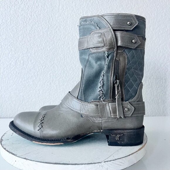 NEW Lane DUSTOFF Gray Womens Cowboy Boots 8.5 Western Cowgirl Short Ankle Bootie - Picture 4 of 12